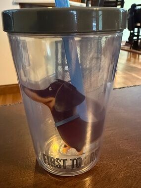 NWT Zak! Dachshund First To Arrive, Last to Leave Cup With Straw BPA Free 13 OZ